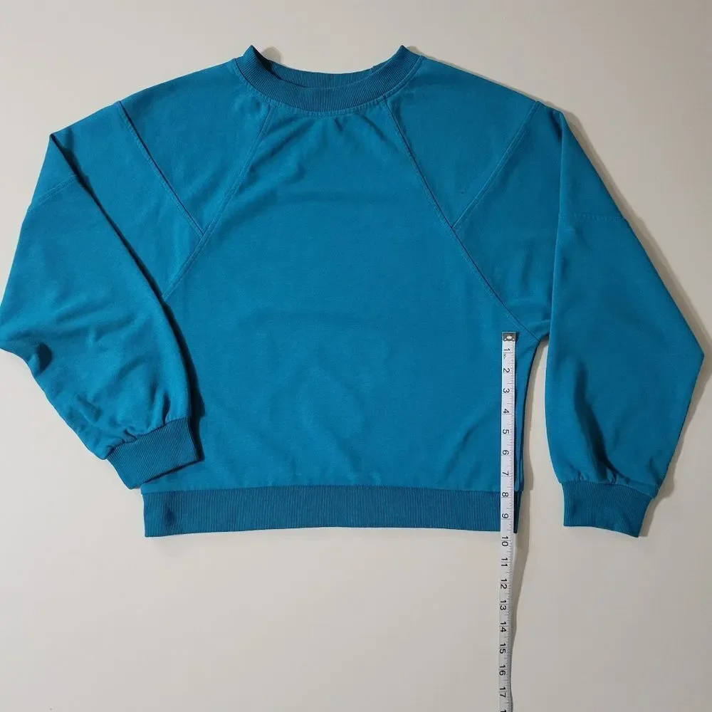 Merokeety Women's Teal Long Sleeve Pullover Top and Shorts Lounge 2-Piece Set